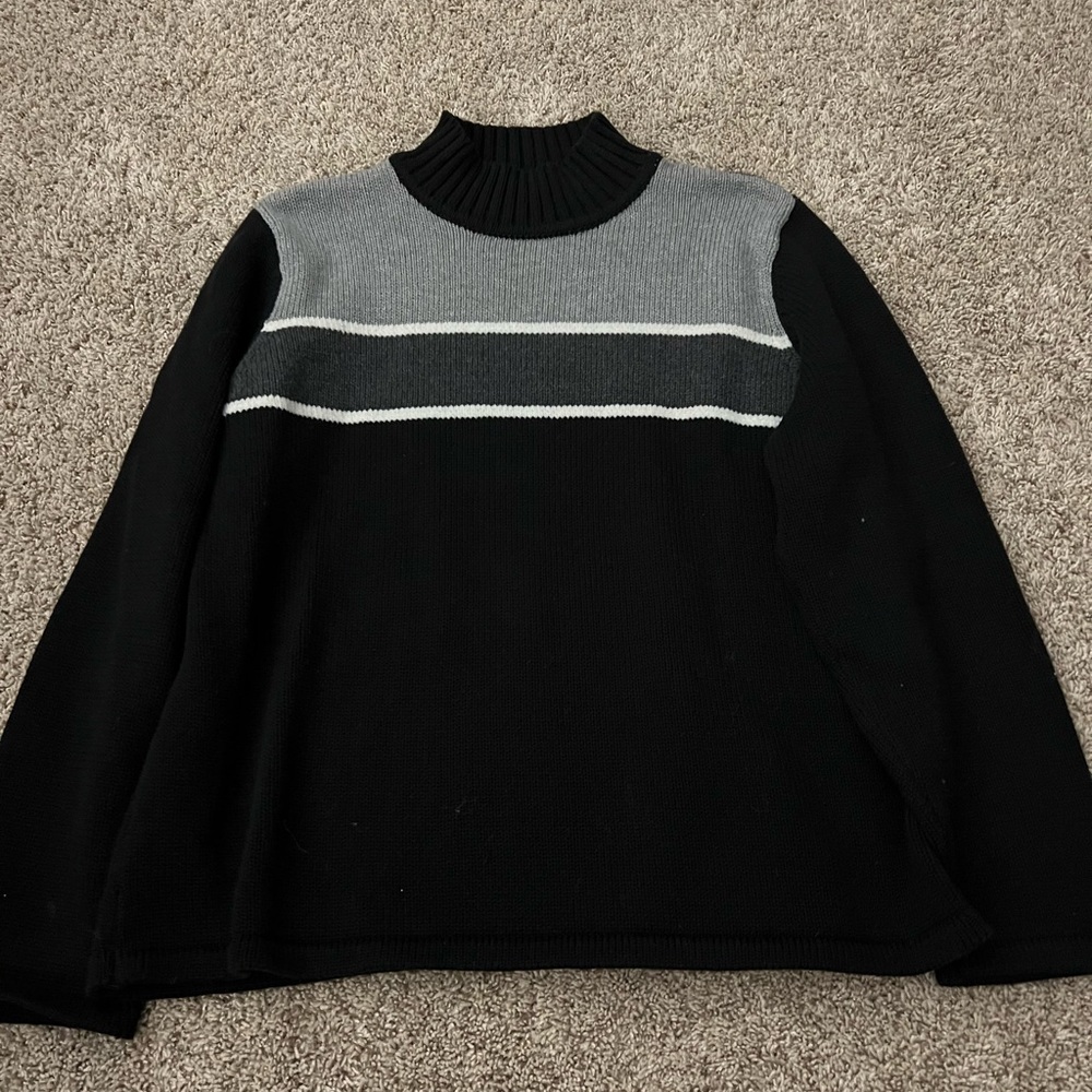 Liz Claiborne Men's Black and Gray Turtleneck Sweater